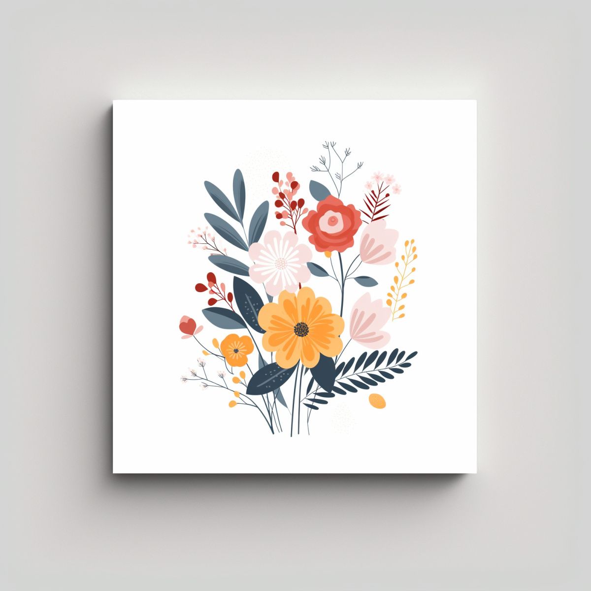 GENERICO - Pintura Moderna Pastel Floral Tela En Bastidor 100x100 Cm