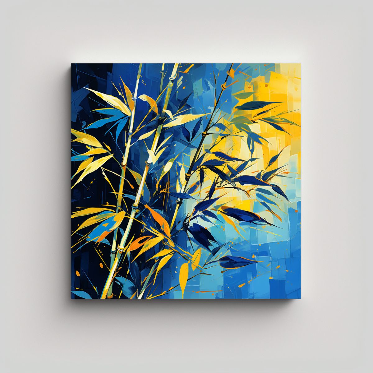 GENERICO - Cuadro Conceptual Dormitorio Bamboo Hojas 100x100 Cm