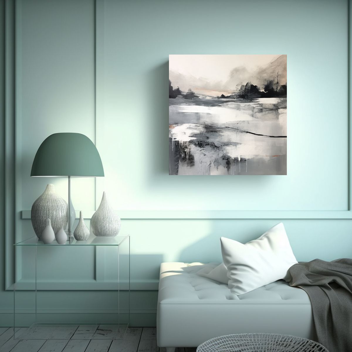 GENERICO - Tela En Bastidor Moderna Paisaje Abstracto De 100x100 Cm