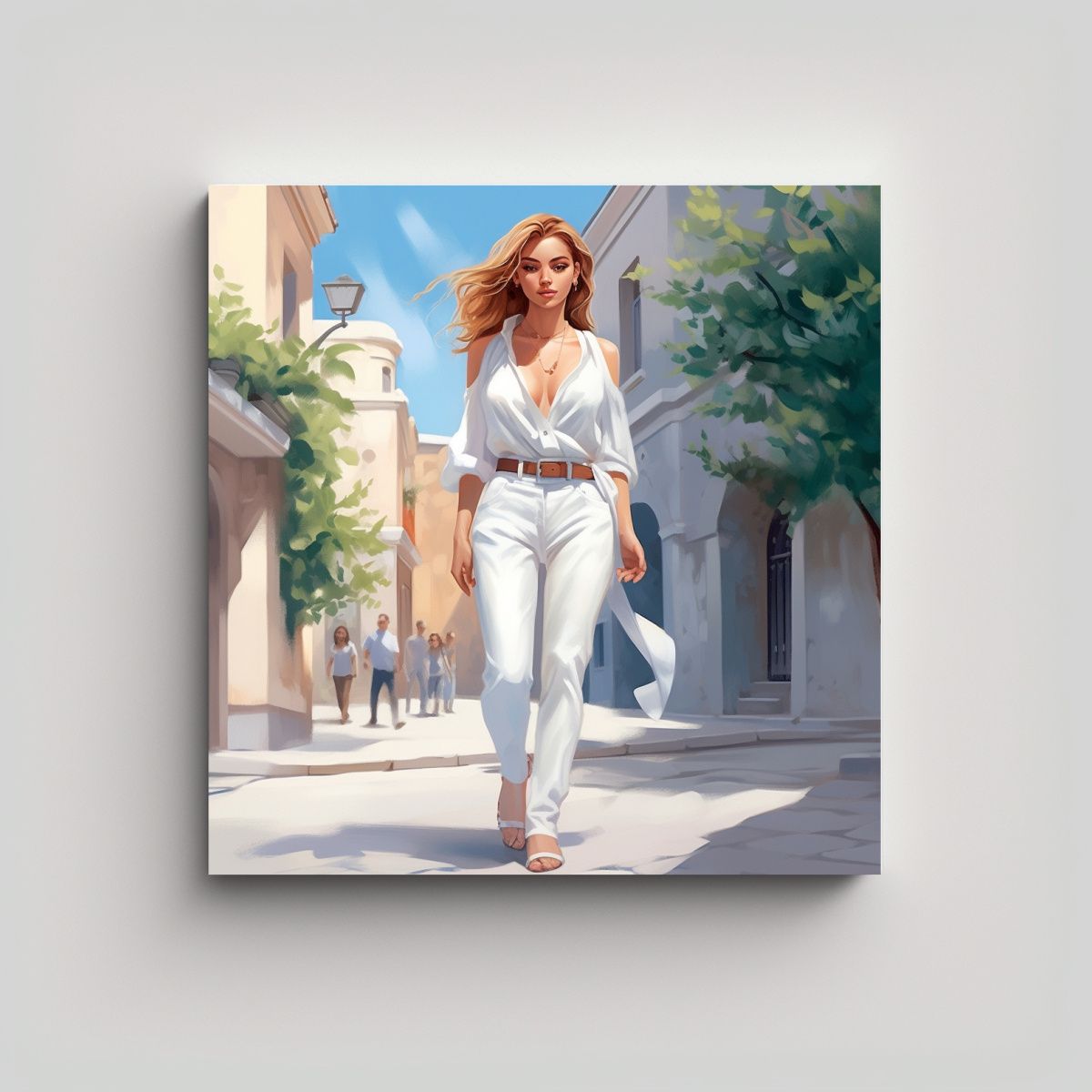 GENERICO - Cuadro Decorativo Mujer Paseando Por La Calle En 100x100 Cm