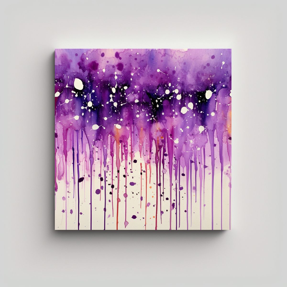 GENERICO - Cuadro Morado Con Acuarela De Puntos En Estilo 100x100 Cm