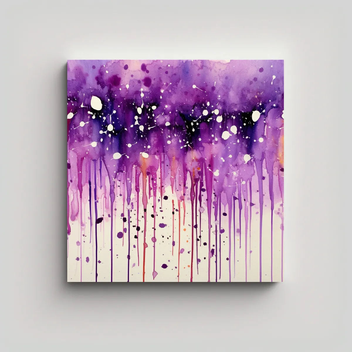 GENERICO - Cuadro Morado Con Acuarela De Puntos En Estilo 100x100 Cm
