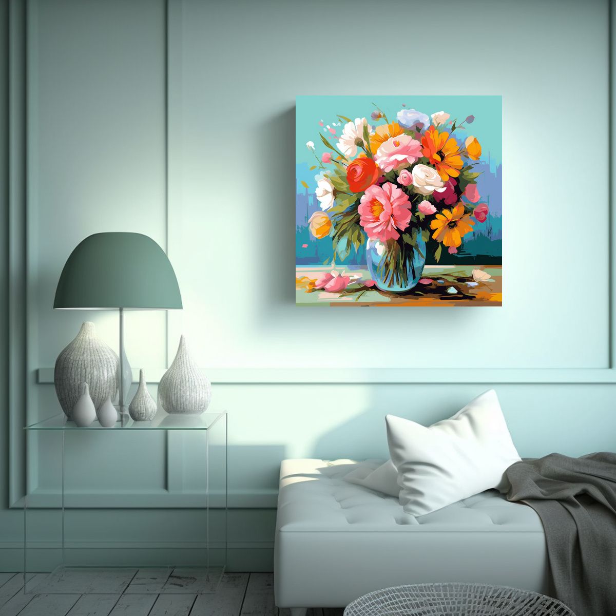 GENERICO - Diseña Tu Regalo Con Canva Cuadros Florales 100x100 Cm