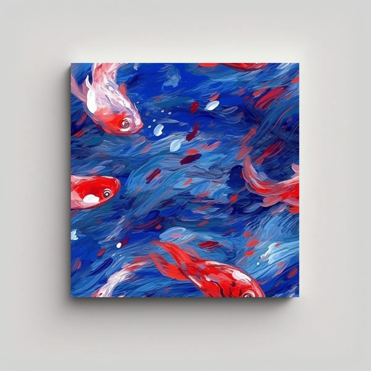 GENERICO - Cuadro Abstracto Pez Agua Azul Rojo Estilo 00s 100x100 Cm