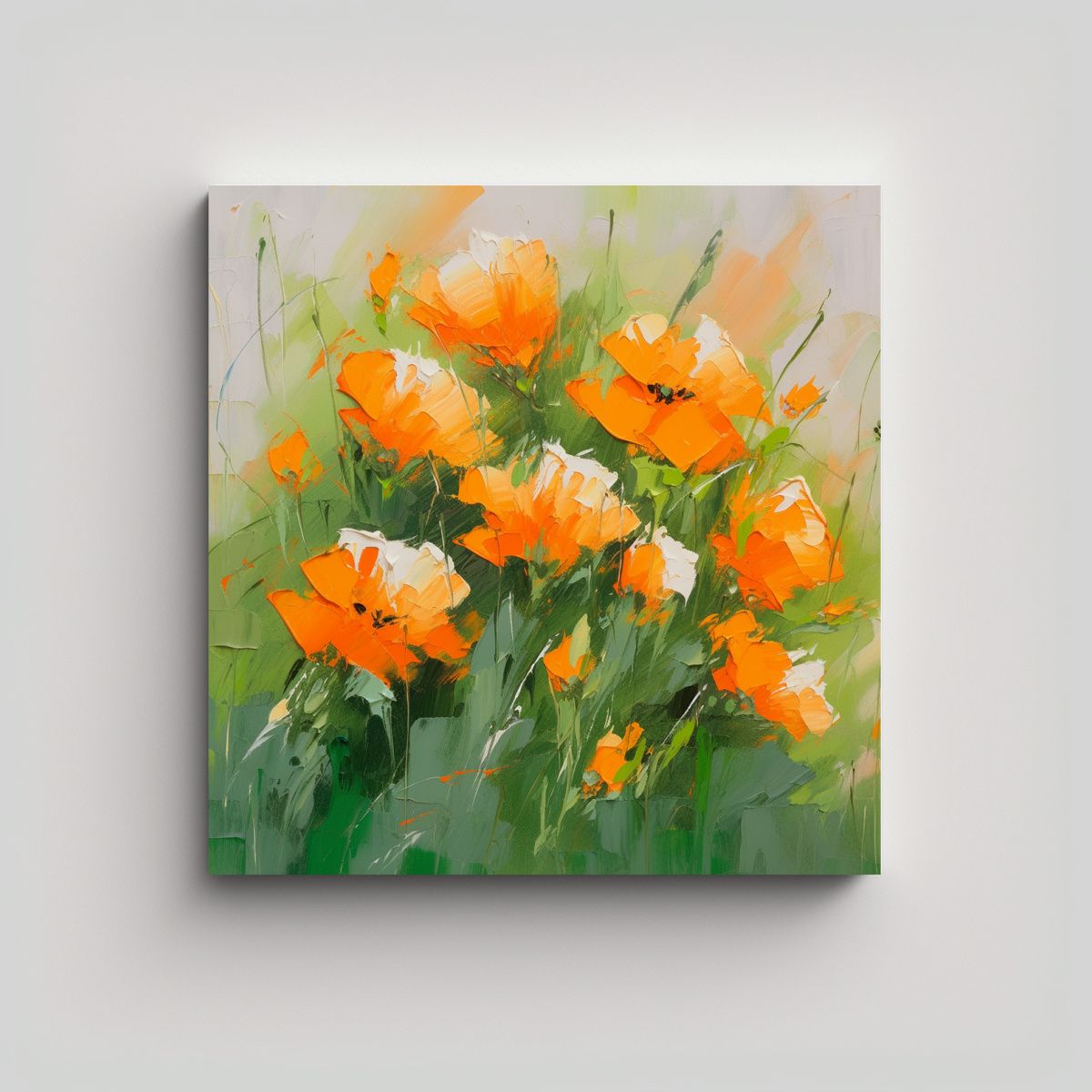 GENERICO - Lienzo Decorativo Original Pintura De Flores En 100x100 Cm