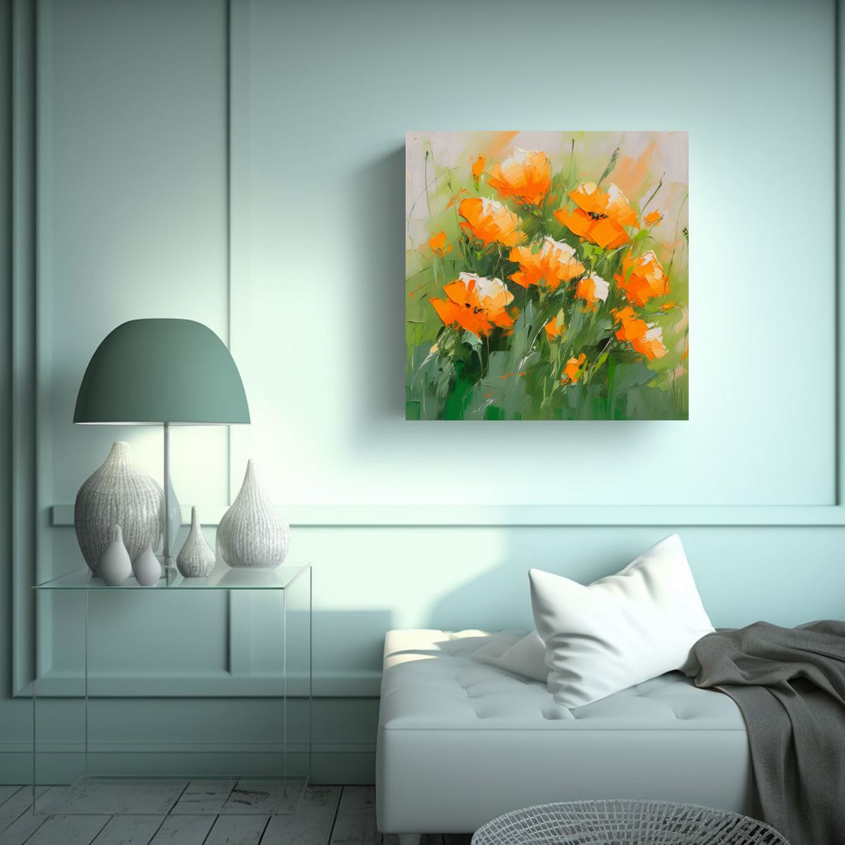 GENERICO - Lienzo Decorativo Original Pintura De Flores En 100x100 Cm