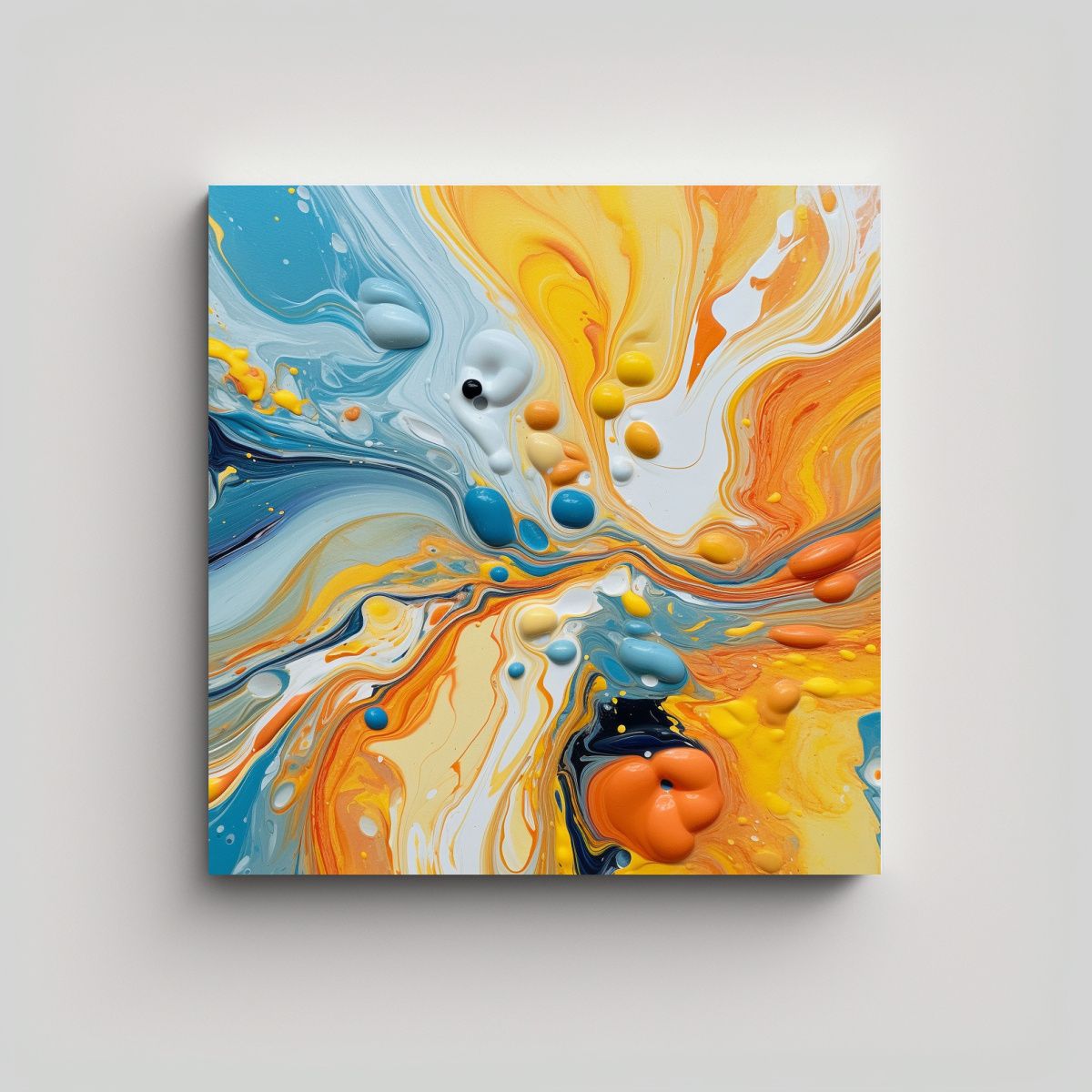 GENERICO - Pintura Abstracta Fluida En Tonos Cálidos 100x100 Cm