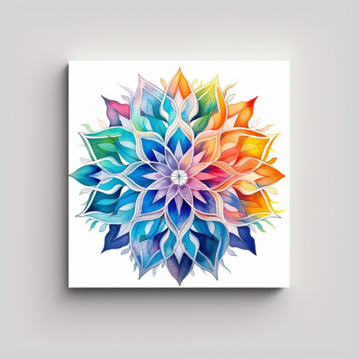 GENERICO - Pintura Mandala Estilo Acuarela Jazmín Escena 100x100 Cm