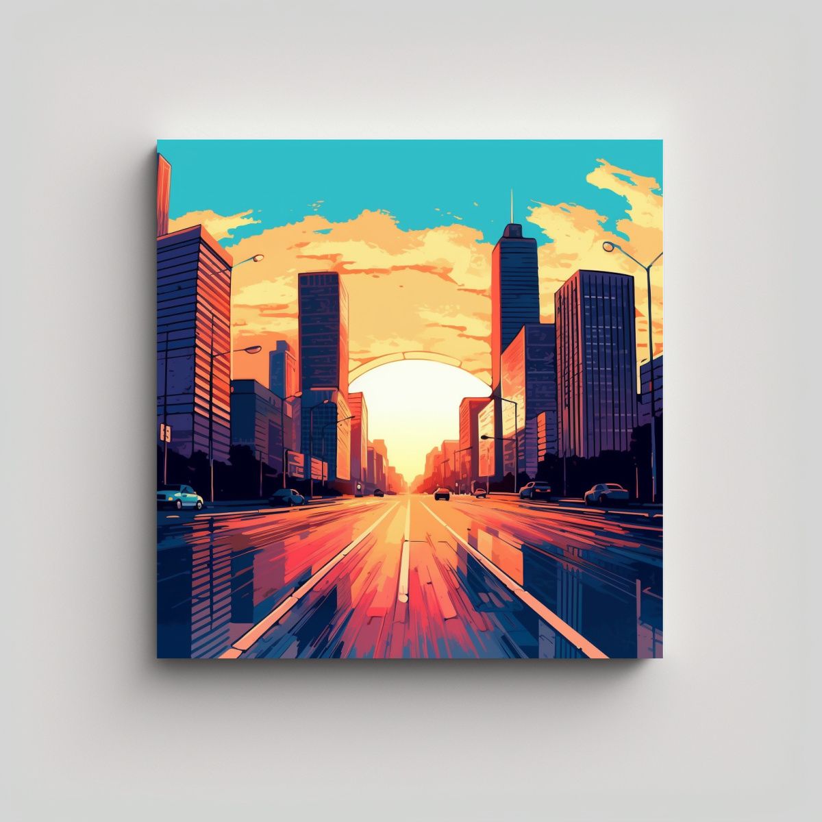 GENERICO - Cuadro Creativo Para Sala De Rascacielos Amanecer 100x100 Cm