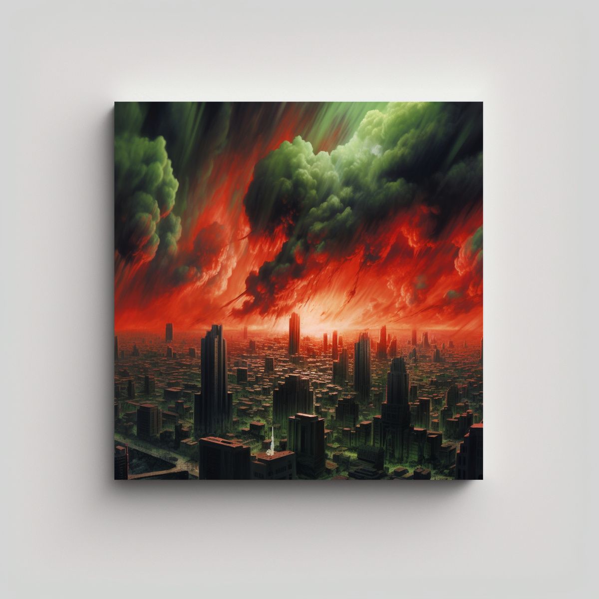 GENERICO - Cuadro Moderno Ciudad Nublada Estilo 100x100 Cm