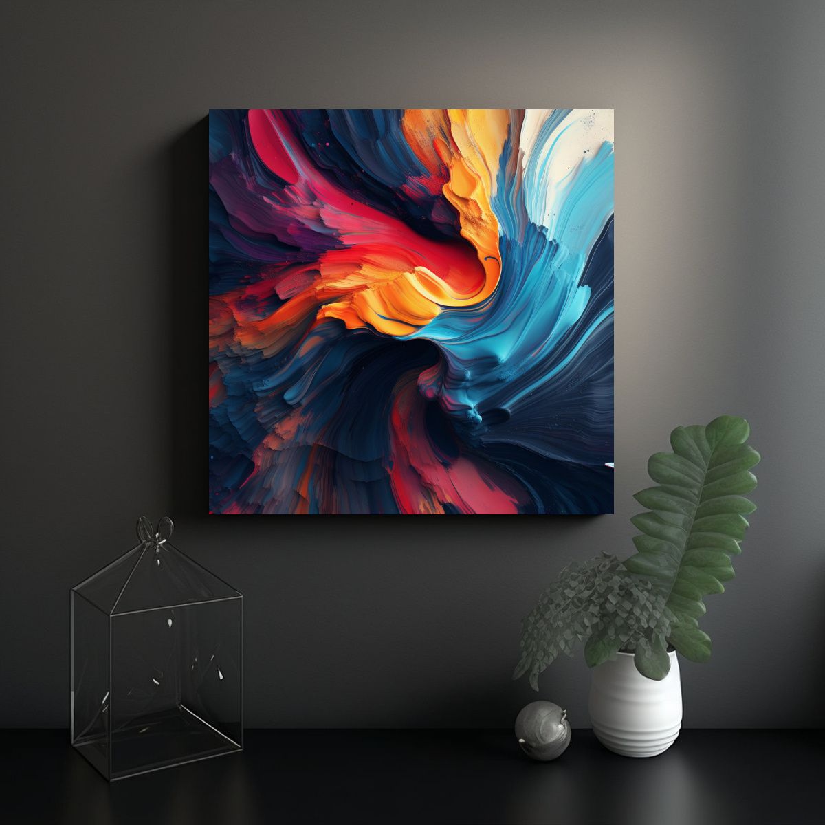 GENERICO - Cuadro Abstracto Impreso Para Oficina Debate 100x100 Cm