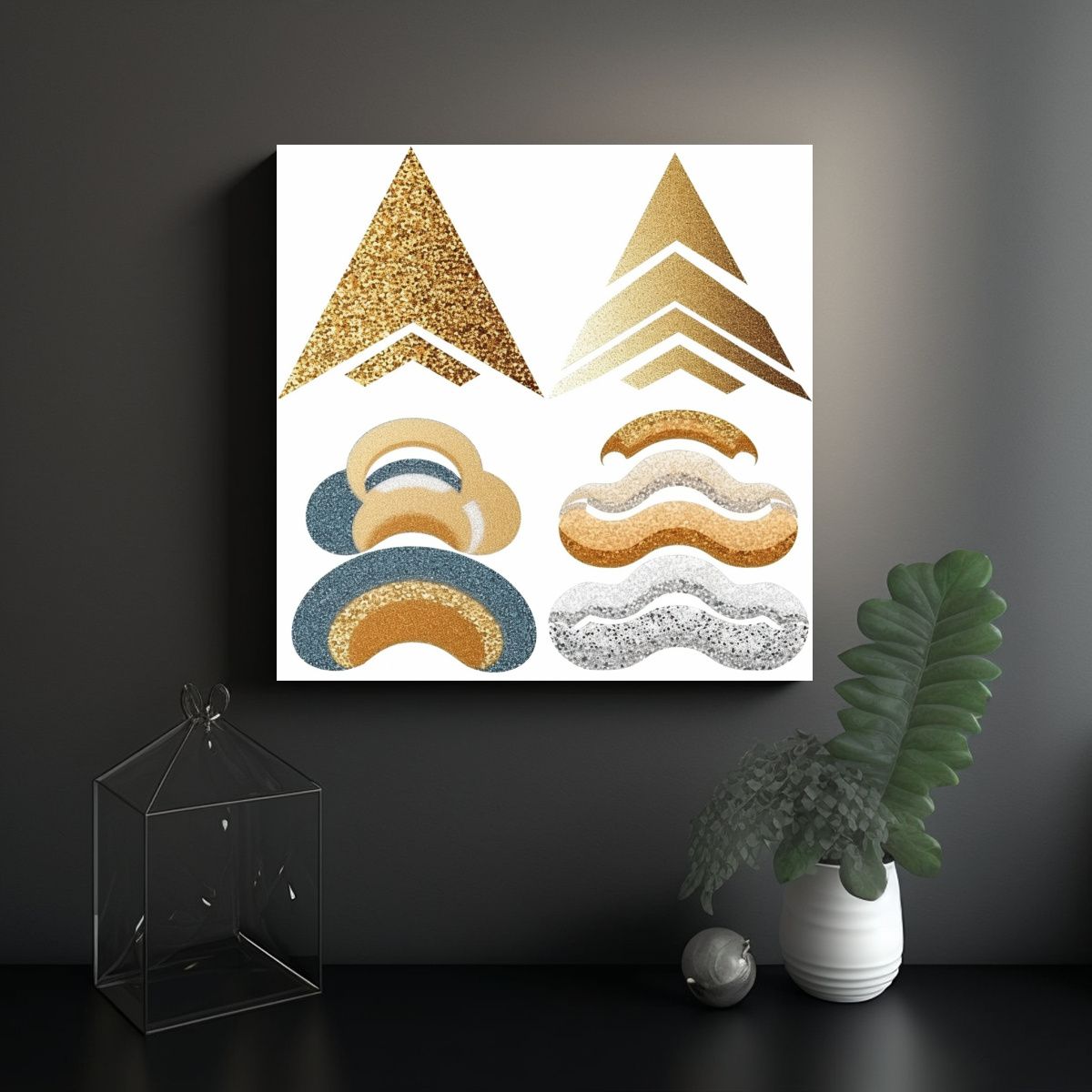 GENERICO - Cuadro Decorativo De Lienzo Con Recorte De Brillo 100x100 Cm