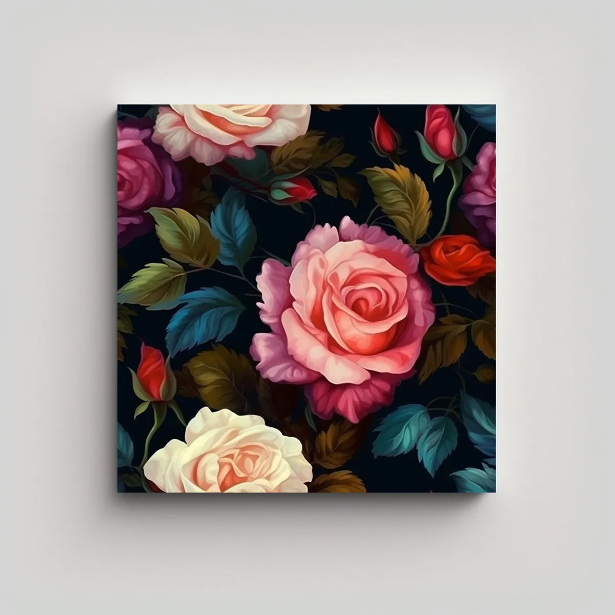 GENERICO - Pintura Al Óleo De Rosas Hermosas En Tela 100x100 Cm