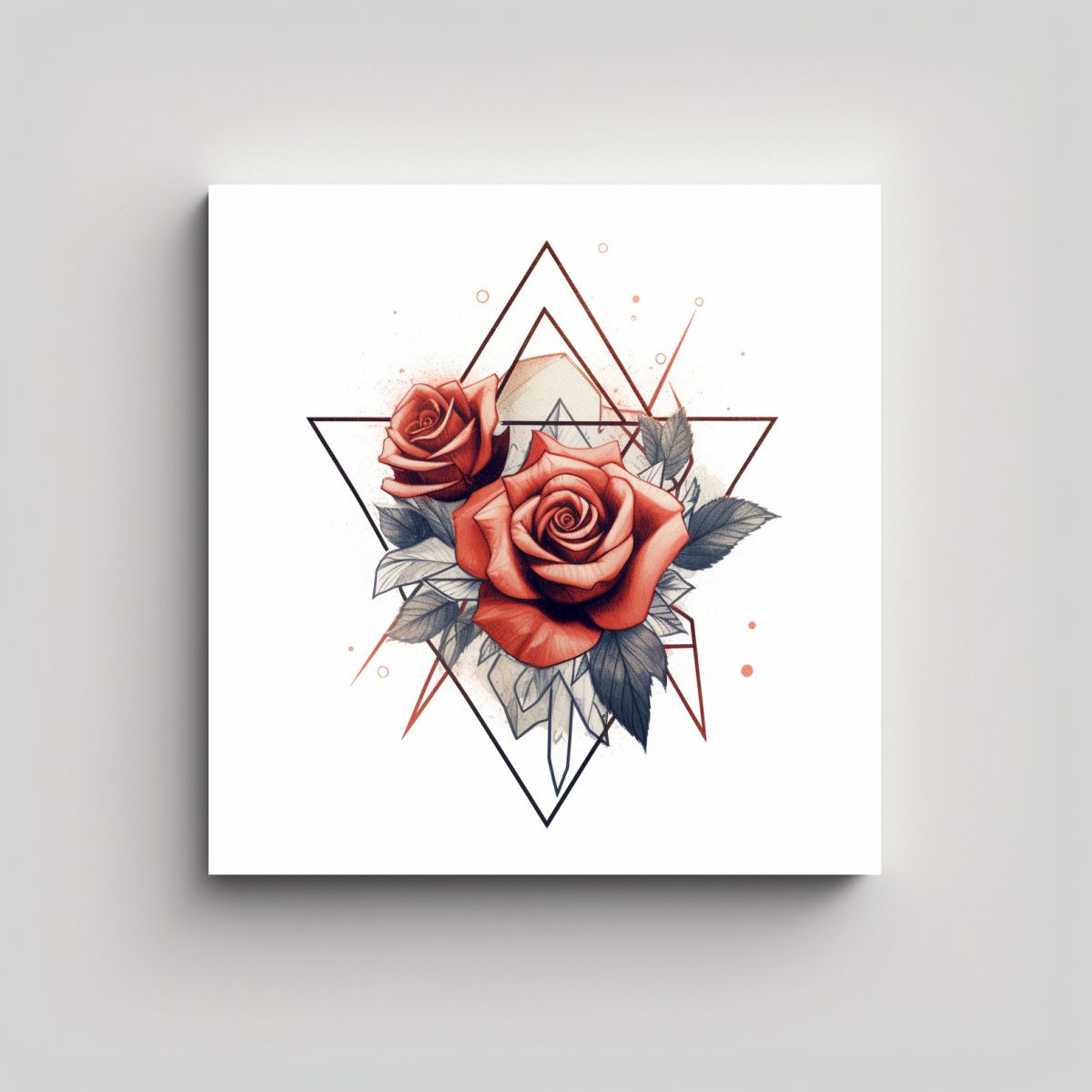 GENERICO - Pintura Decorativa Geométrica De Rosas En Blanco 100x100 Cm