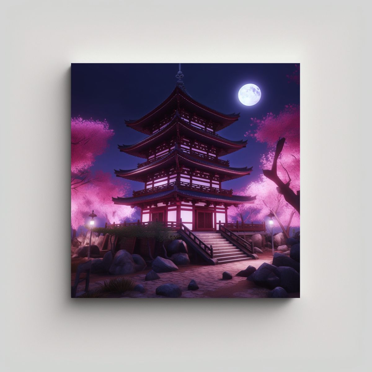 GENERICO - Pinturas De Decoración Japonesa Paisaje Templo 100x100 Cm
