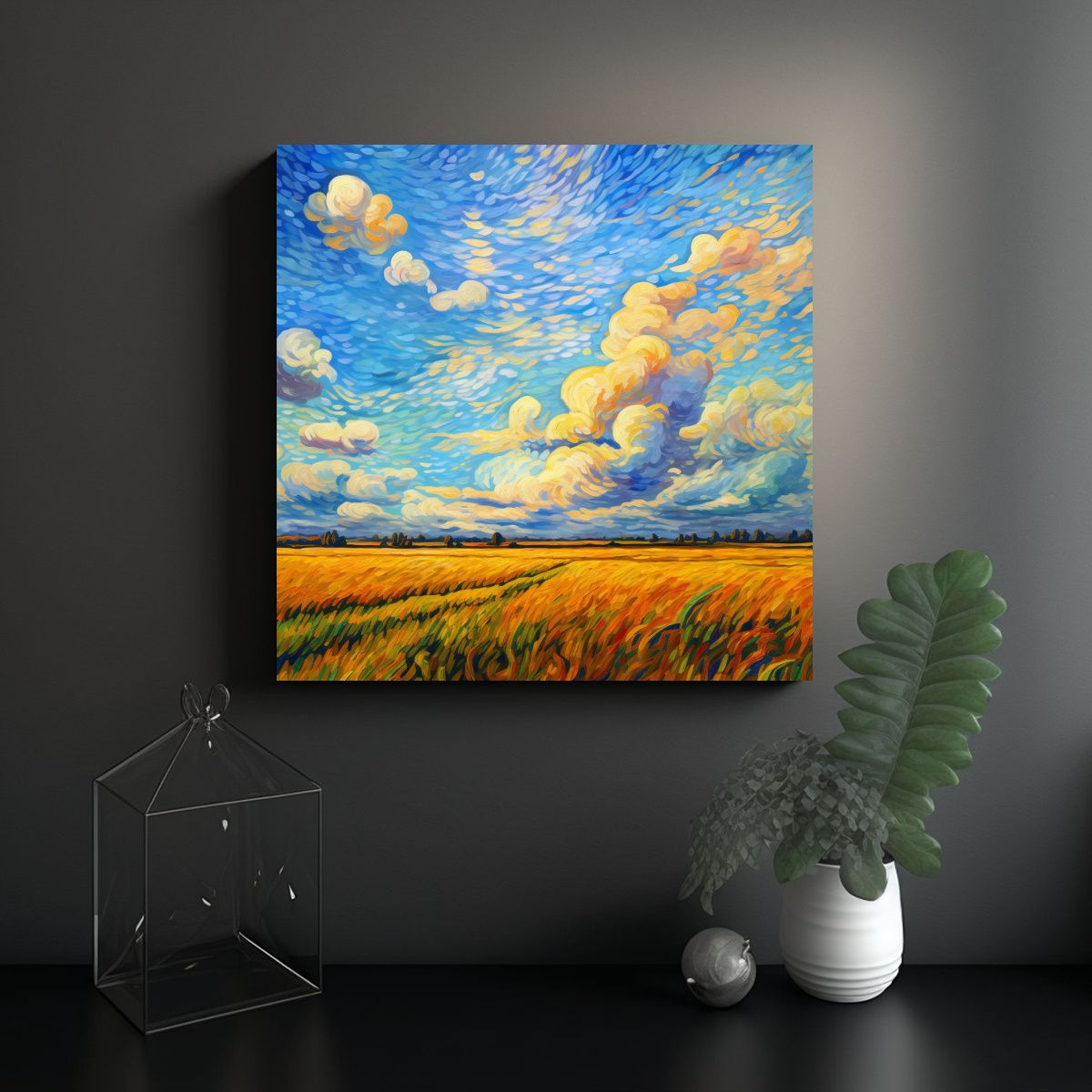 GENERICO - Pintura En Lienzo Equilibrio Expresionista Cielo 100x100 Cm