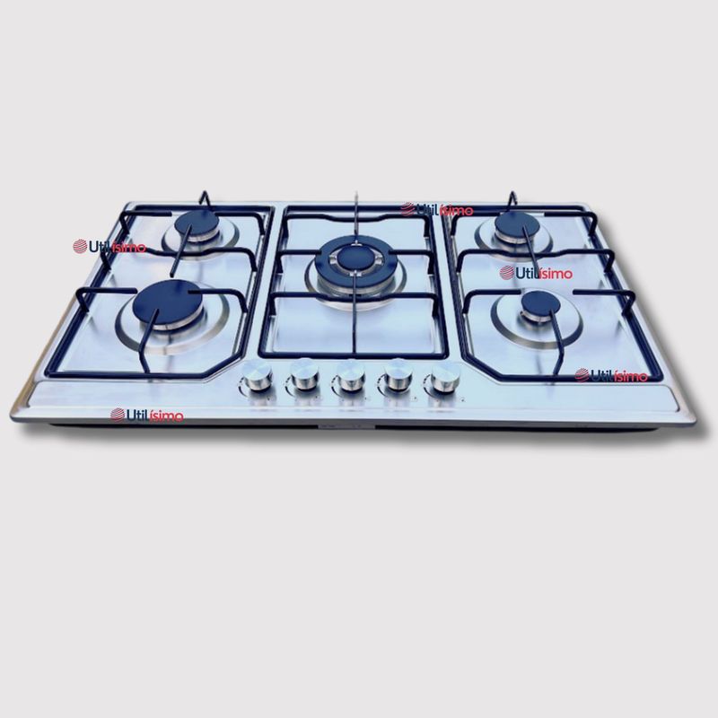 LINE - Cocina Encimera Gas Licuado 5 Platos Acero Inoxidable
