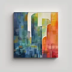 GENERICO - Cuadro Abstracto De Ciudad Para Decoración De 100x100 Cm