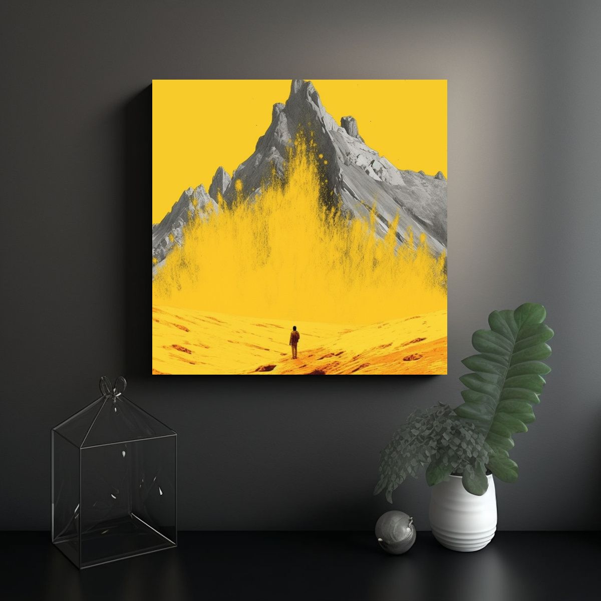 GENERICO - Pintura Decorativa Hombre Frente A Montaña 100x100 Cm