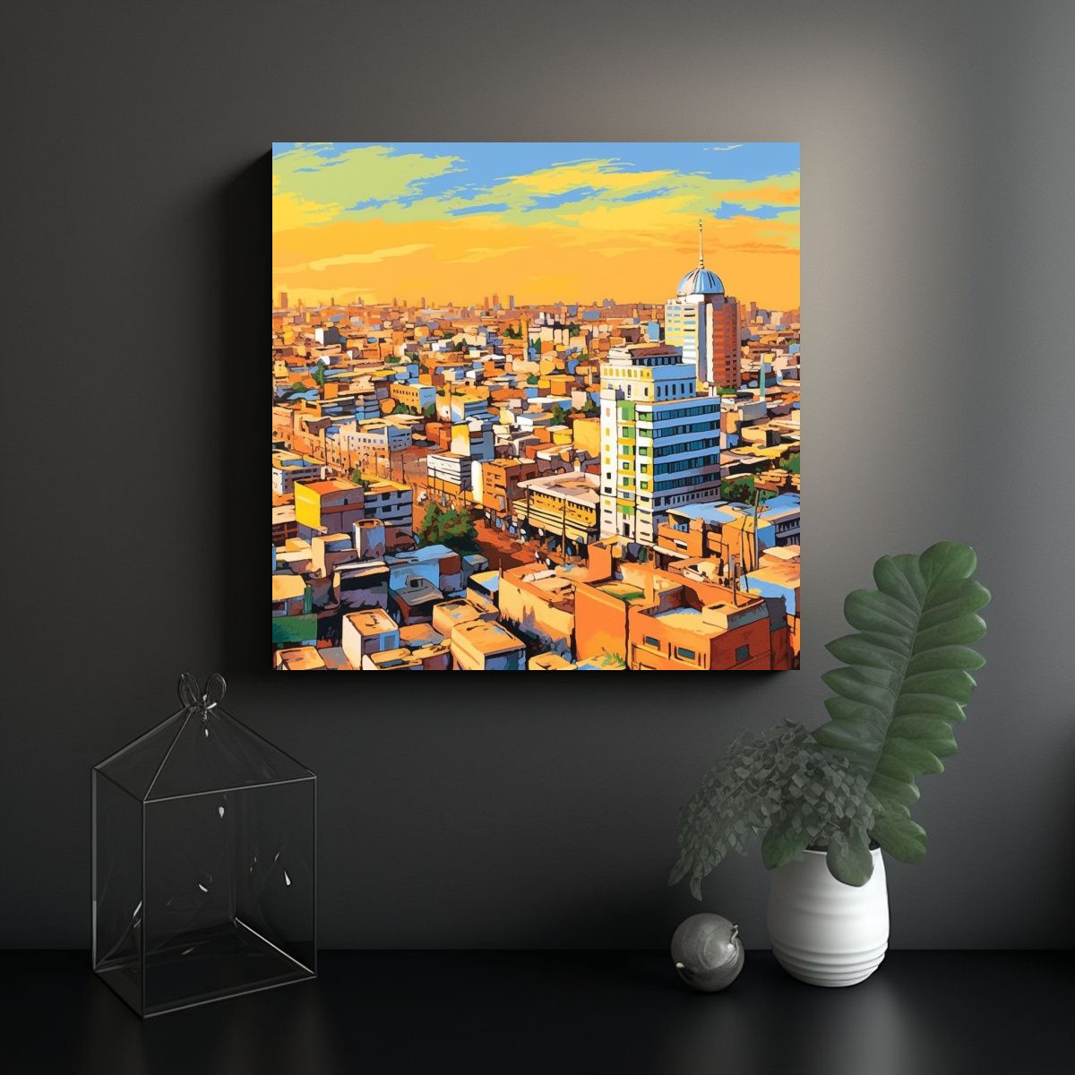 GENERICO - Cuadro Abstracto Con Líneas Finas En Relieve 100x100 Cm