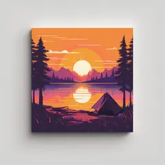 GENERICO - Cuadro Lienzo Tela Tema Naturaleza Escena Tienda 100x100 Cm