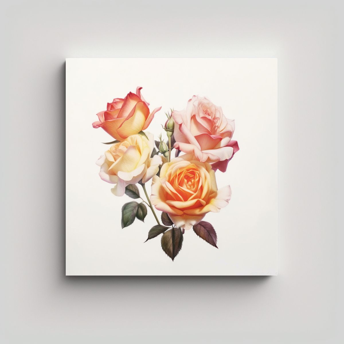 GENERICO - Mural Conceptual De Arte De Pared Con Rosas En 100x100 Cm