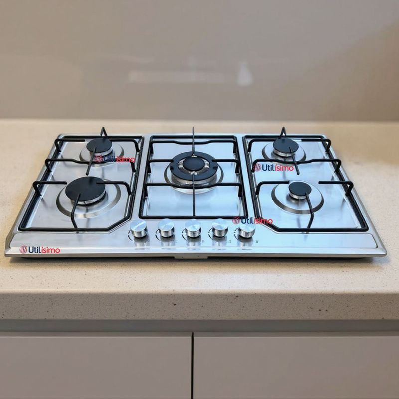 LINE - Cocina Encimera Gas Licuado 5 Platos Acero Inoxidable