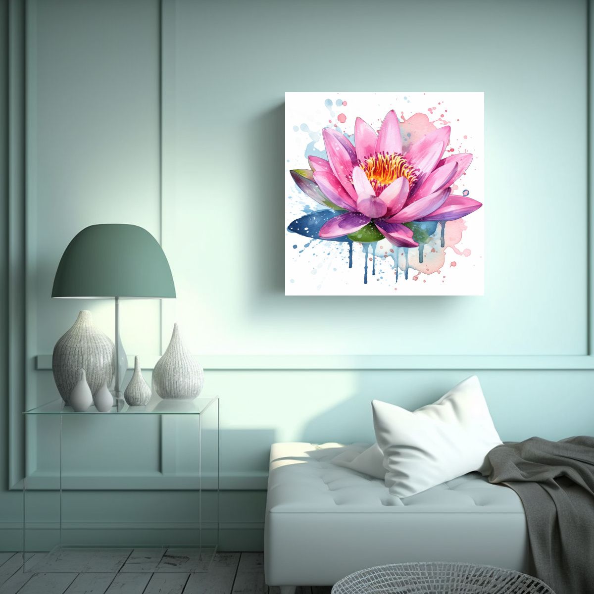 GENERICO - Cuadro Inspirador De Lirio Acuático En Acuarela 100x100 Cm