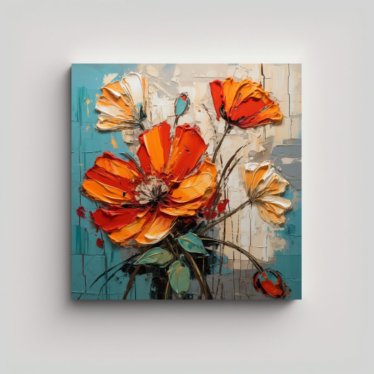 GENERICO - Pintura Lienzo Intenso Arte Moderno Rojo Y 100x100 Cm