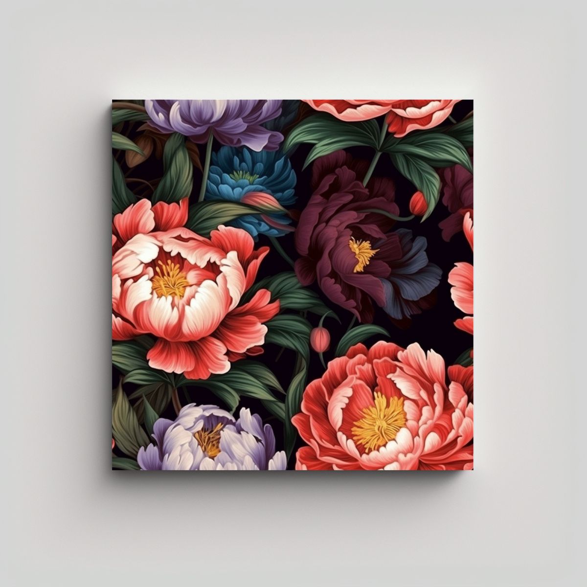 GENERICO - Cuadro Vintage De Peonías En Lienzo Diseño 100x100 Cm