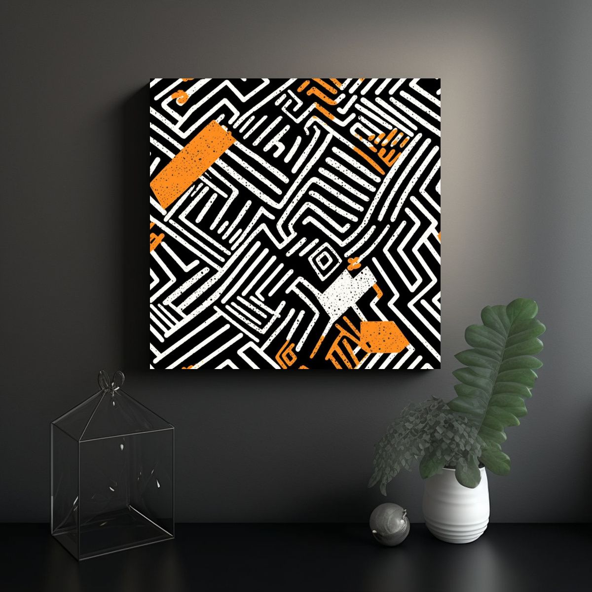 GENERICO - Cuadro Imagen Armonía Cromática Beige Negro 100x100 Cm