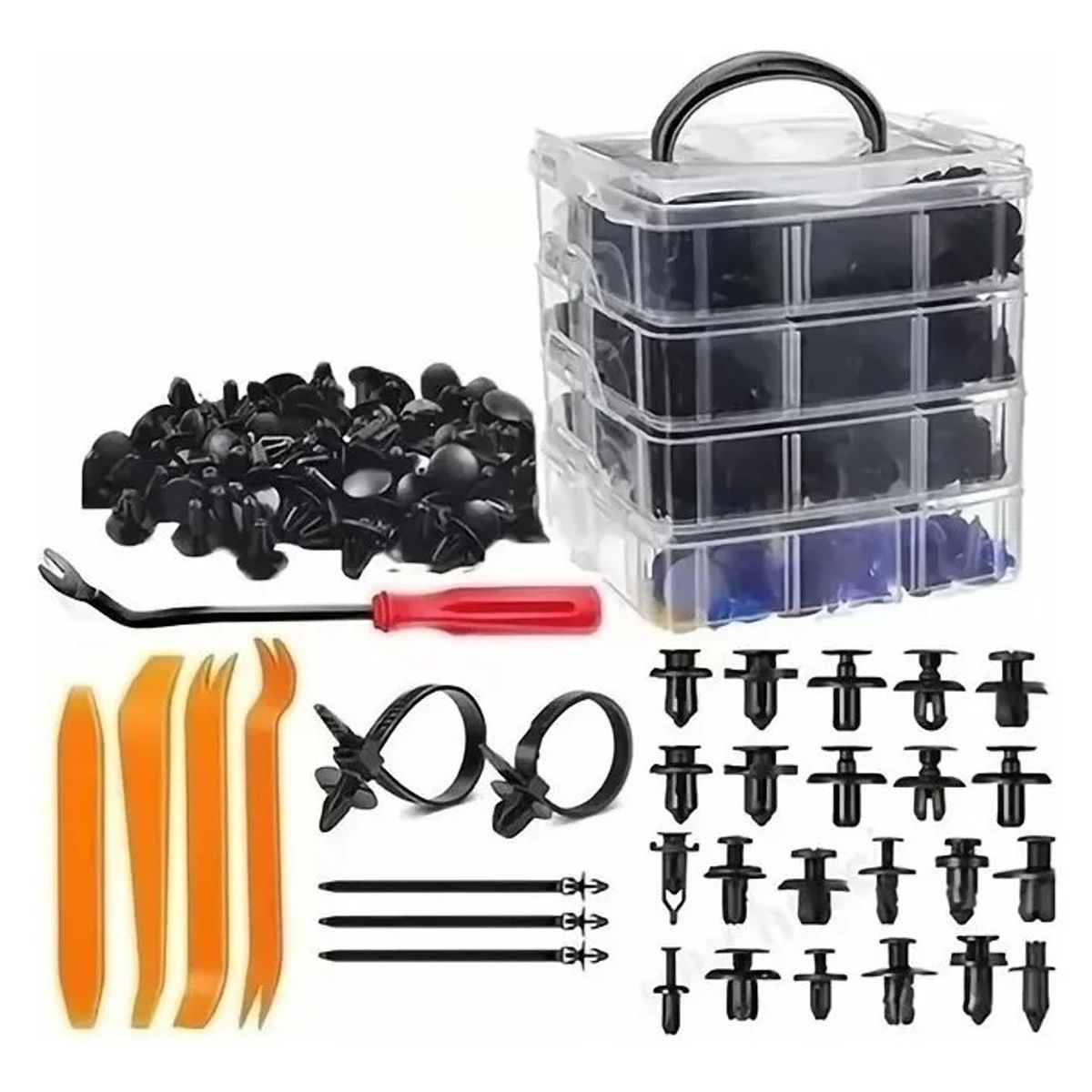 GENERICO - Kit 650 Clip Broche Retención Plástico Auto Lata Tapabarro