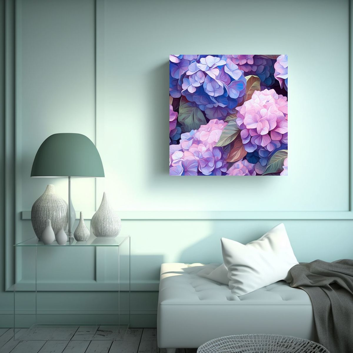 GENERICO - Composición Intrincada De Hydrangeas En Estilo 100x100 Cm
