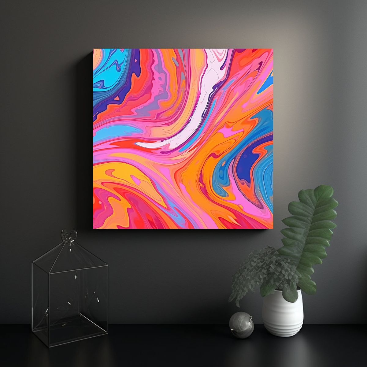GENERICO - Cuadro Pared Movimiento Psychedelic Swirls De 100x100 Cm