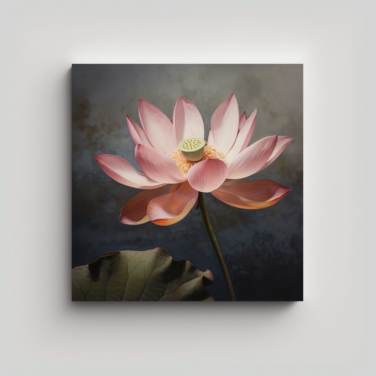 GENERICO - Exquisito Cuadro Vintage Canva - Diseño De Lotus 100x100 Cm