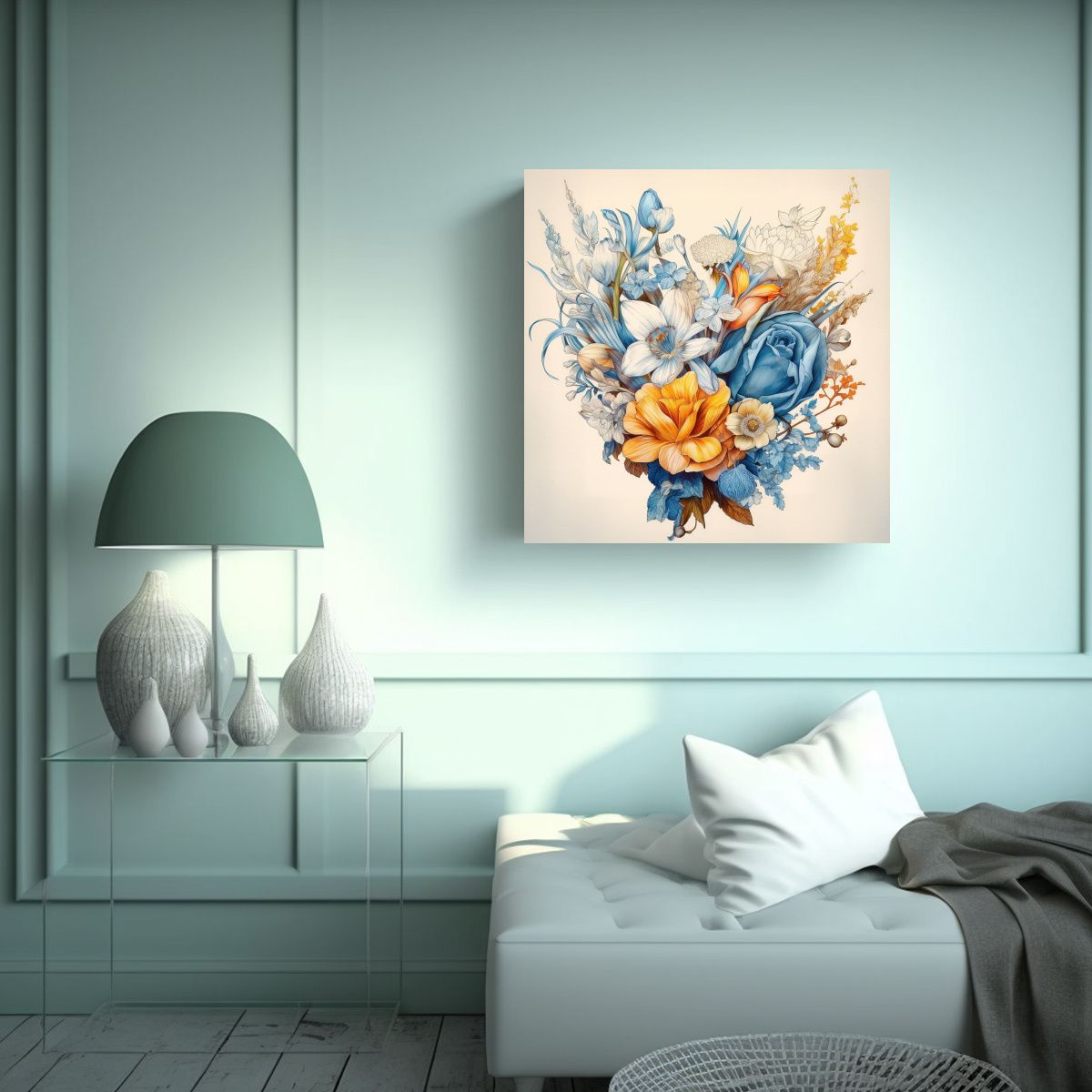 GENERICO - Cuadro Vintage Alegre Con Diseño De Bouquet 100x100 Cm