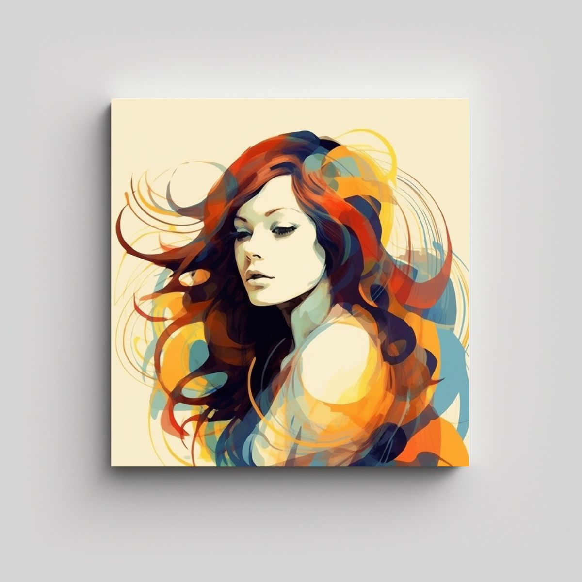 GENERICO - Lienzo De Tela Con Acuarela Floral En Interior 100x100 Cm