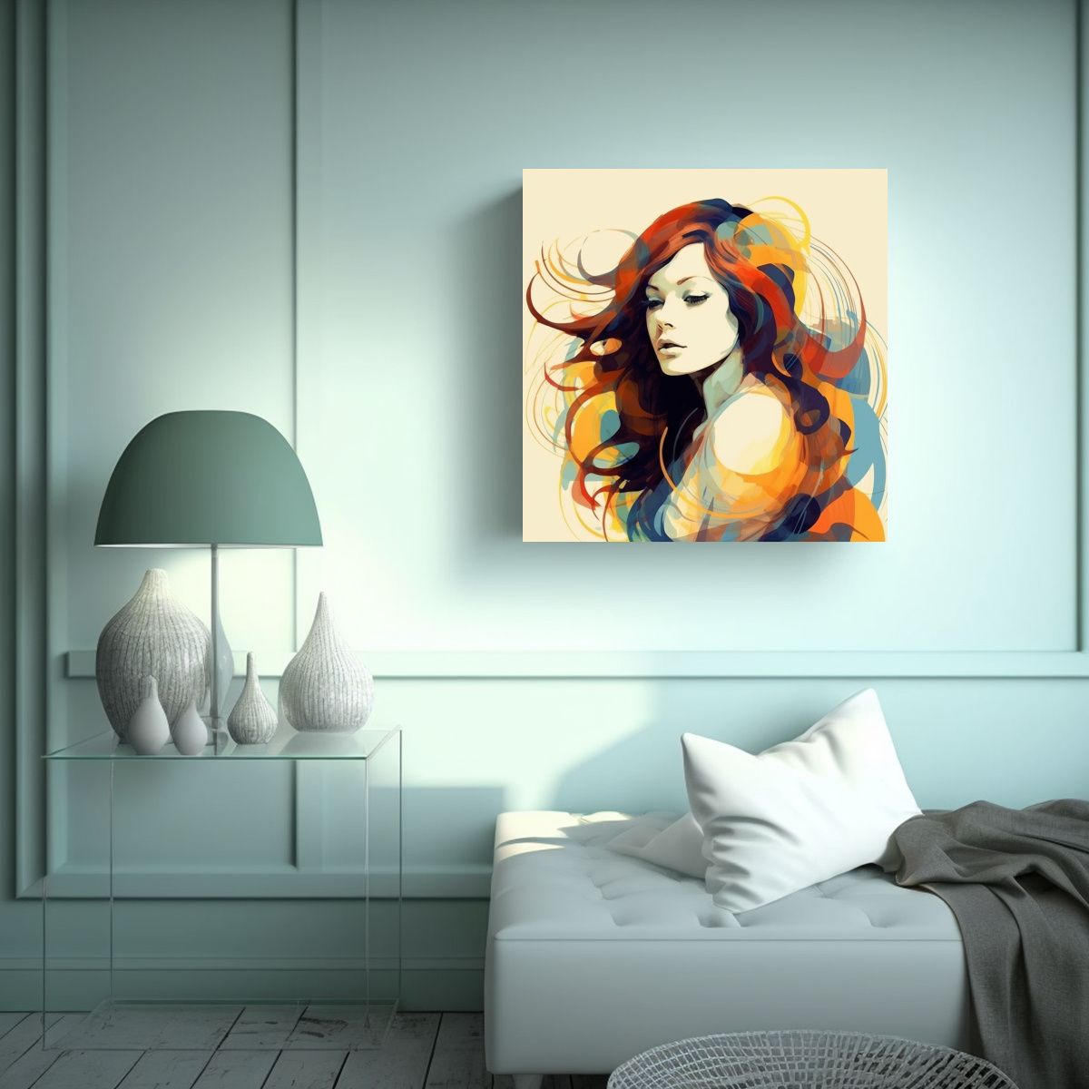 GENERICO - Lienzo De Tela Con Acuarela Floral En Interior 100x100 Cm