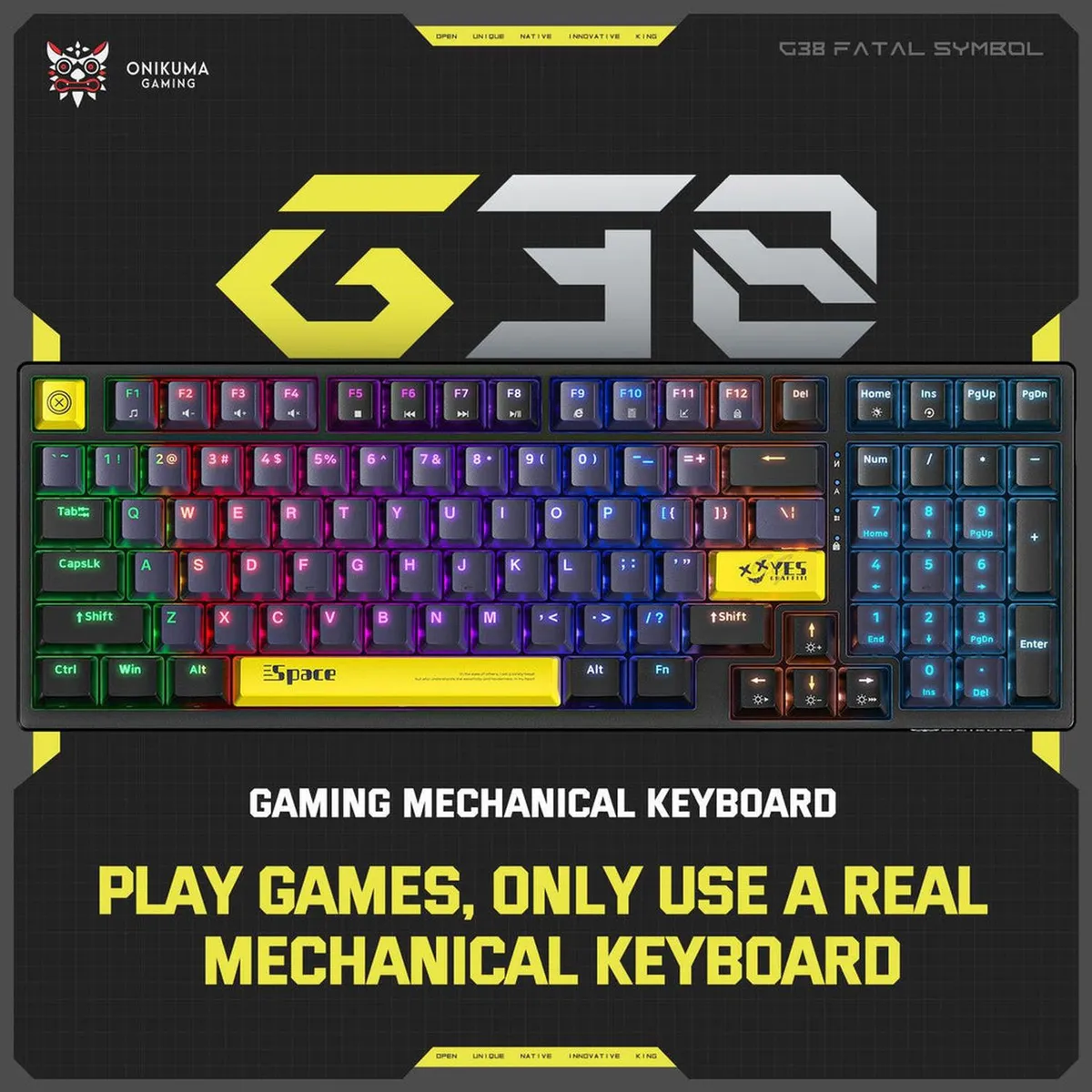 ONIKUMA - Teclado Gamer Onikuma Mecánico G38 98 Key Negro