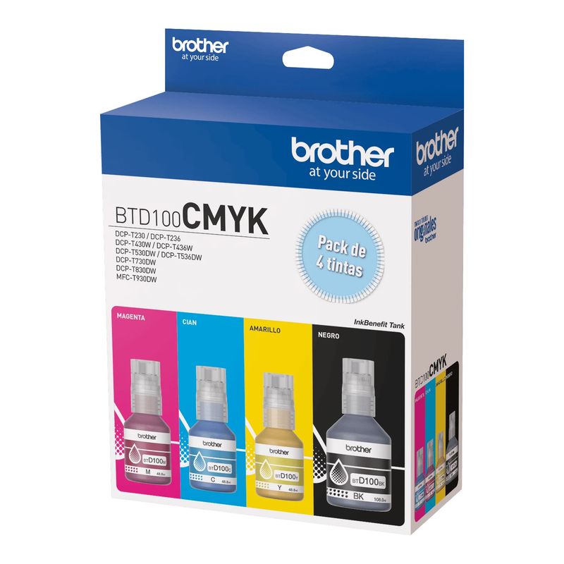 GENERICO - pack tintas brother btd100bk, cyan, magenta, yellow