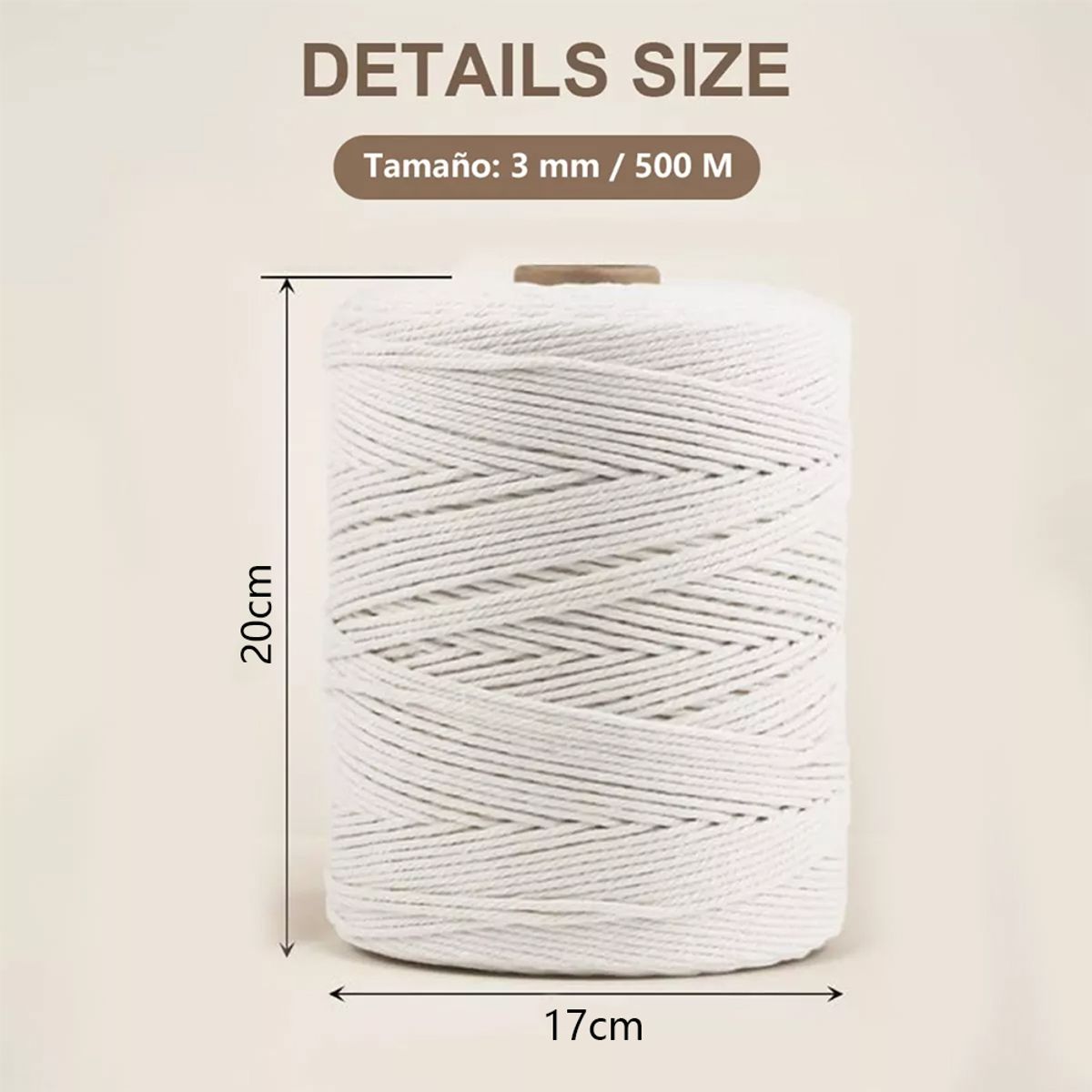 ATURE - Cuerda Trenzada De Bricolaje Hecha A Mano 3mm500m Algodón