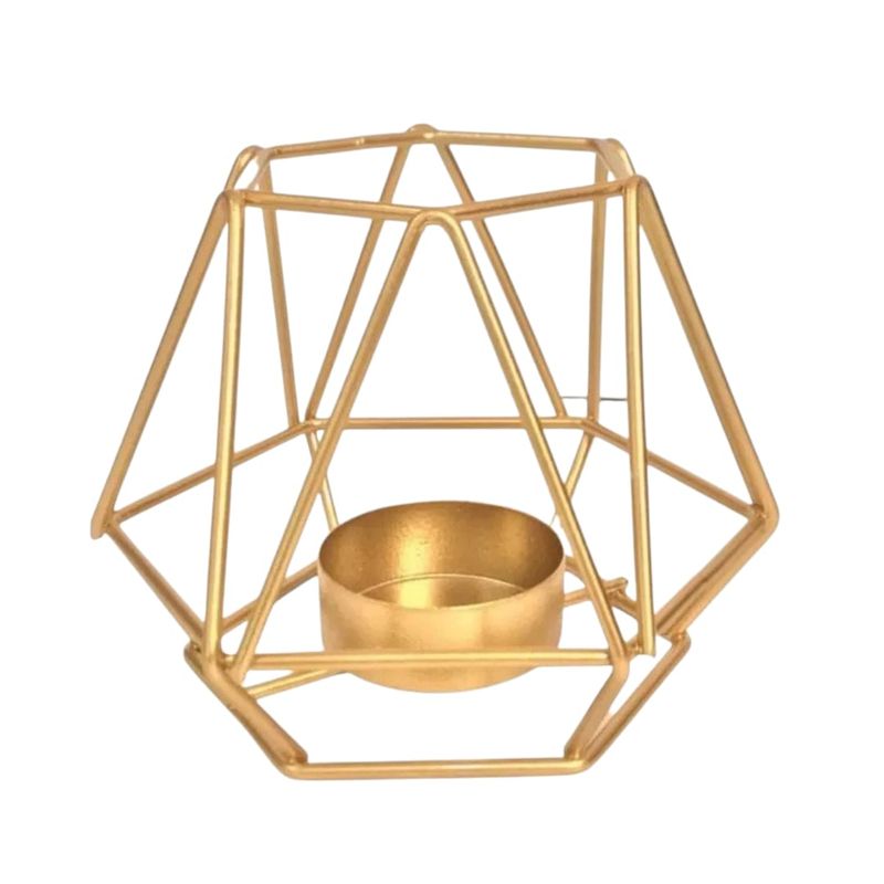 GENERICO - Candelero Porta Velas Hexagonal Metal Dorado