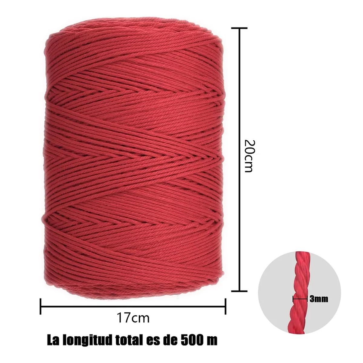 ATURE - Cuerda Trenzada De Bricolaje Hecha A Mano 3mm500m Algodón