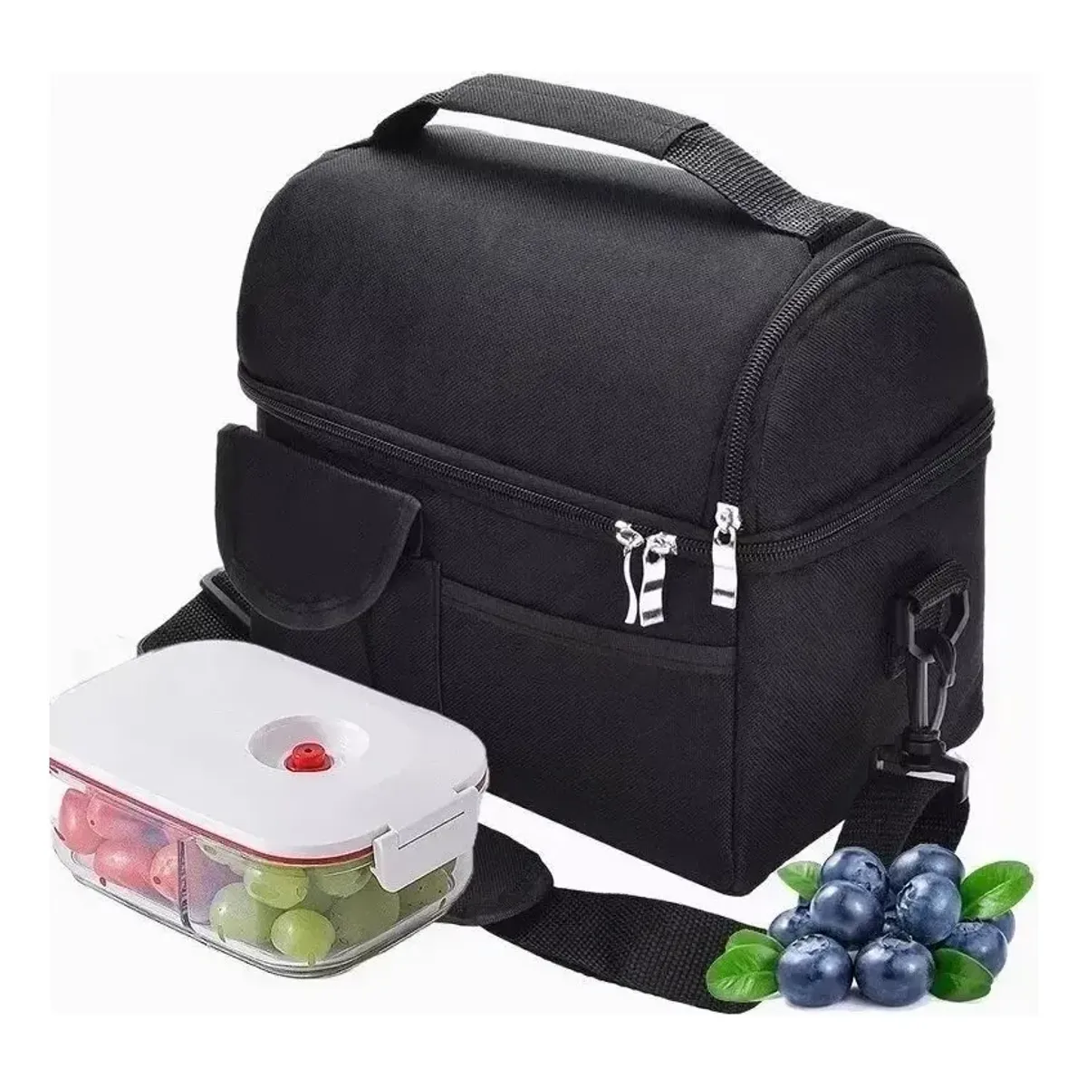 SUPERCENTER - Bolsa Del Almuerzo Loncheras Portátil Y Gran Capacidad Negro