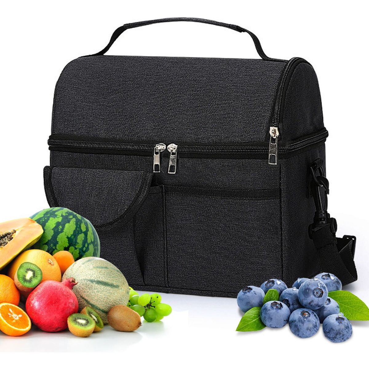 SUPERCENTER - Bolsa Del Almuerzo Loncheras Portátil Y Gran Capacidad Negro