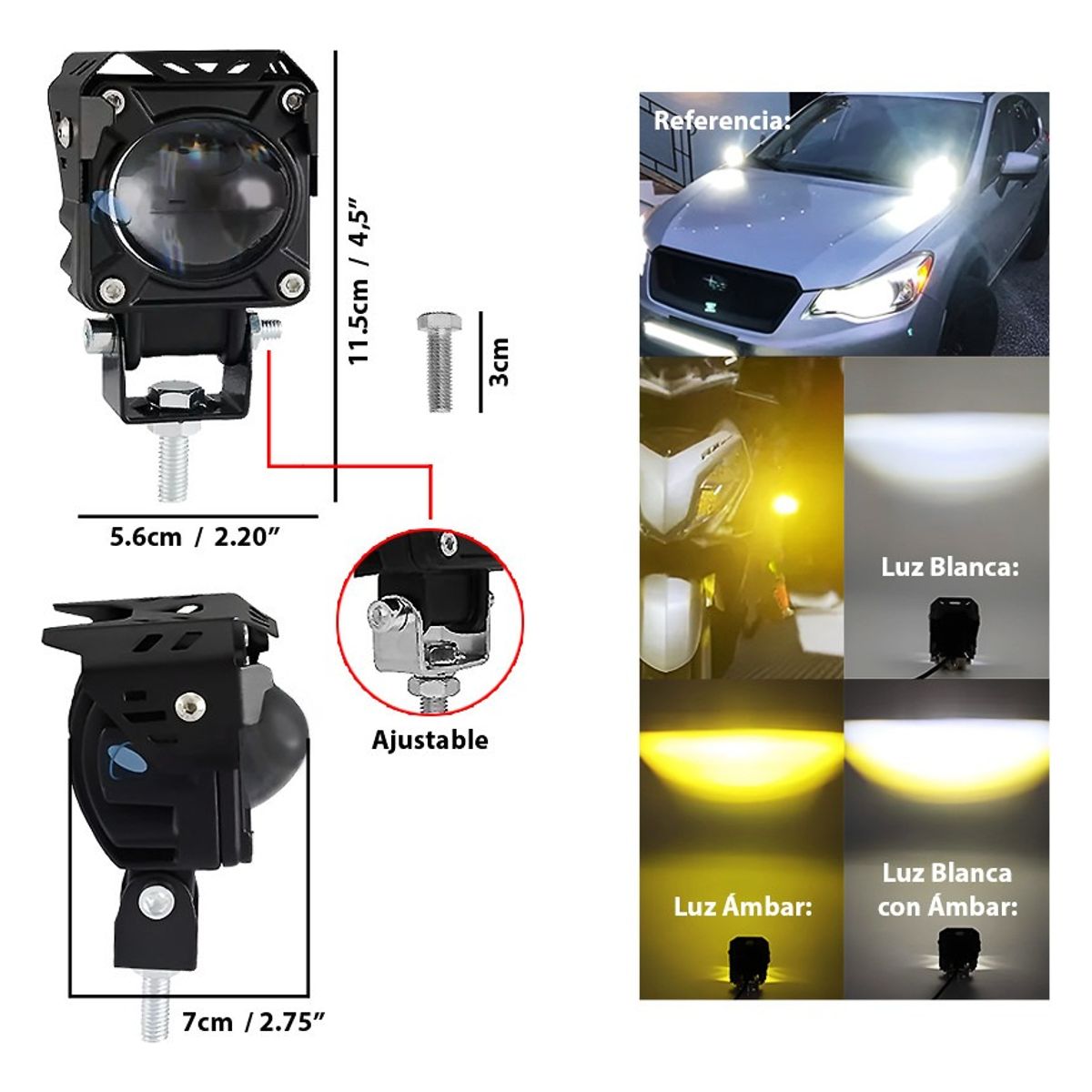 GENERICO - Foco Neblinero 1 Led Blanco+amarillo