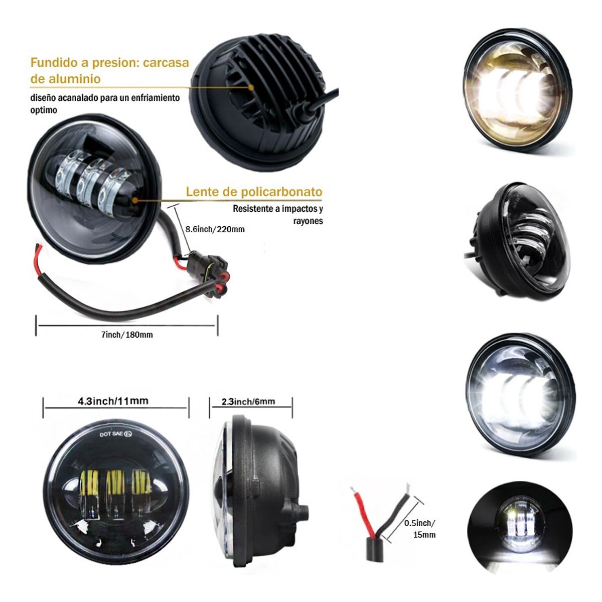 GENERICO - X2 Foco Foco 3 Led 45 Auto Moto