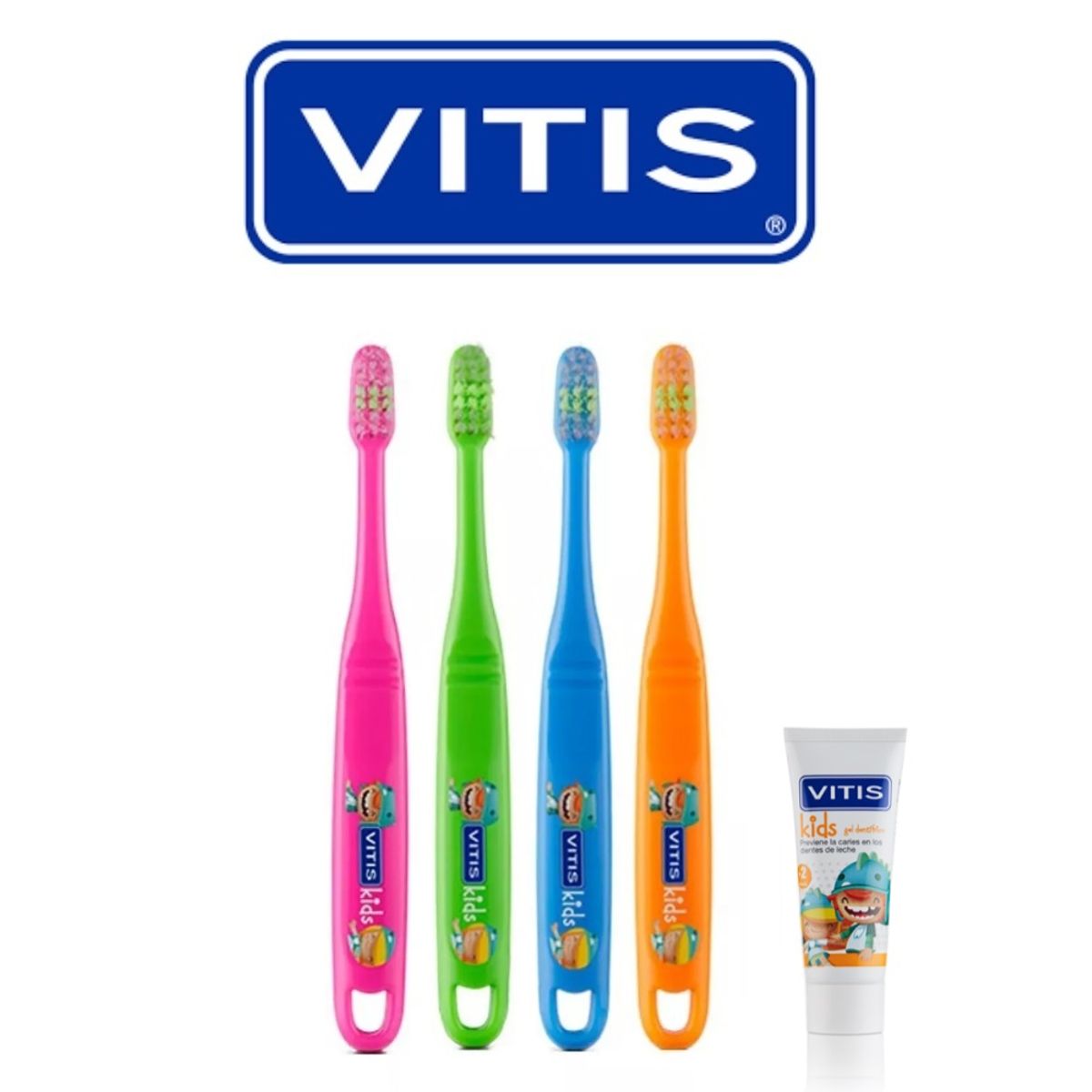 VITIS - Cepillo Vitis Kids + Mini Pasta Pack x10 Unidades
