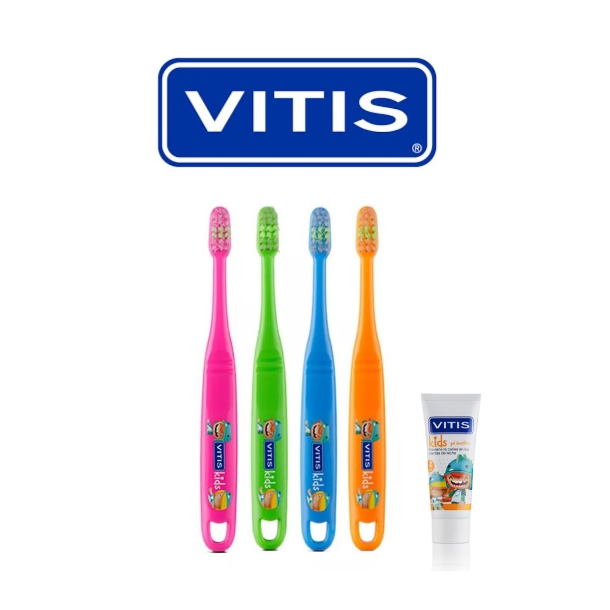 VITIS - Cepillo Vitis Kids + Mini Pasta Pack x10 Unidades
