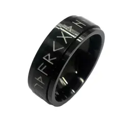 ZG JOYAS - Anillo Runas Vikingo Nórdico En Titanio Giratoria Fosforescente Hombre